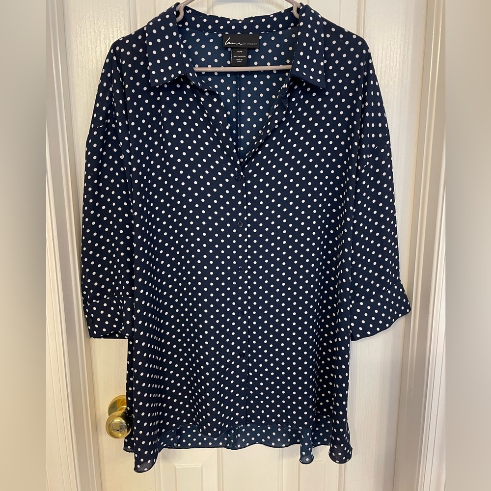 Retro Navy Polka dot Lane Bryant 14 16 top